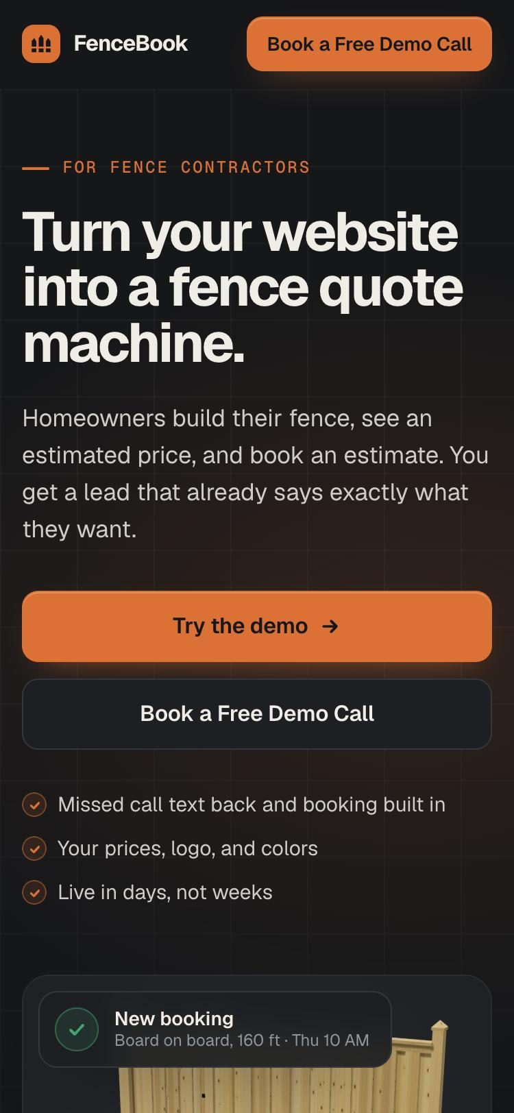 The same FenceBook site on a phone